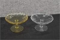 Fostoria Baroque Topaz & Clear Footed Compotes
