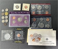 Assortment of US Coins, 1988 Proof Set, Unc Set