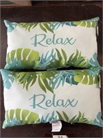(2) Lumbar Pillows 12"x20” "Relax” NEW