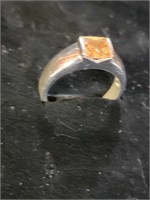 Sterling Silver Ring Jewelry Band Orange Baguette