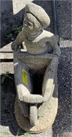 (AF) Concrete Girl and Wheelbarrow Statue 20”