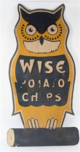 WISE POTATO CHIPS OWL ROADSIDE WOOD SIGN