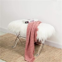 Faux Fur Ottoman with Acrylic Legs  45in