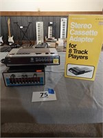 Stereo cassette adapter for 8 track player, clock