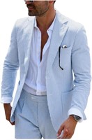 Mens Seersucker Summer Suit Blue/White Large