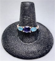 Sterling Sapphire/Blue Topaz Ring 3 Gram Size 8.75