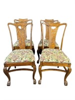 4 TIGER OAK CLAW FOOT CHAIRS