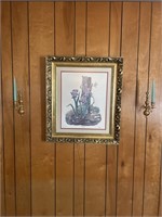 framed iris picture by Faye Lyon with brass 25"x30