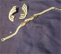 Black & clear rhinestone earrings and bracelrt