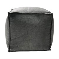 Storied Home Deep Forest Square Velvet Pouf (16 in