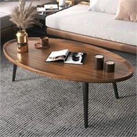 ANS_HOME Walnut Oval Coffee Table Wooden Rustic Co