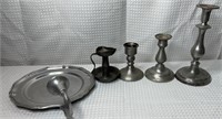 VTG Pewter Candle Holders incl. RWP Wall Sconce