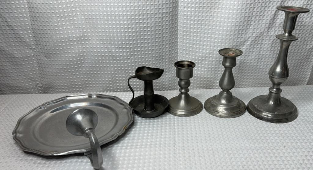 VTG Pewter Candle Holders incl. RWP Wall Sconce