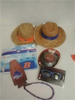Group of Boise State items Foods cats wig glasses