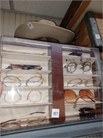 Vtg. Sunglasses Display Case w/ Various Eye