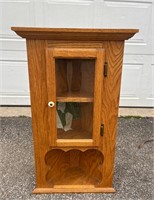 Solid Wood Vintage Corner Cabinet w/ Glass Door