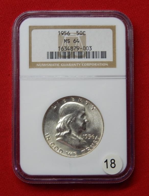 1956 Franklin Silver Half Dollar NGC MS64