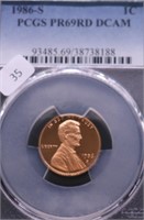 1986 S PCGS PF69 RED DC LINCOLN CENT