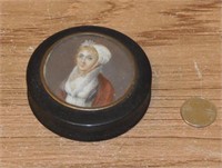 Lacquer Portrait Box with  Miniature Of Lady