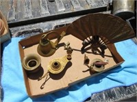 Lot of Vintage Brass Items, Bell / Fan / Misc