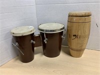 Small double drum and wooden drum from Cuba