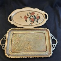 Pair of Solid Brass Serving Trays