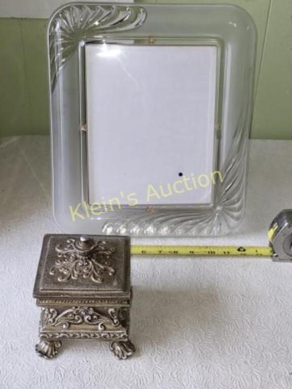 art nouveau glass picture frame & keepsake box