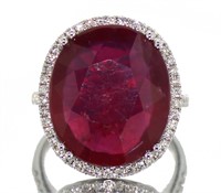 14kt Gold Oval 15.28 ct Ruby & Diamond Rings