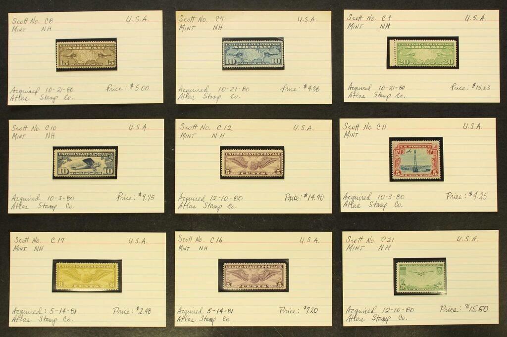 US Stamps Mint Airmail collection, identified on c
