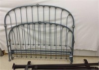 Iron Bed Head & Footboard & frame, blue, queen