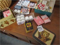 BATTERY CANDLE LIGHTS, PLAYING CARDS, SEWING