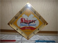 Shiner Texas Special Beer Vintage Metal Bar Clock