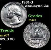 1981-d Washington Quarter 25c Grades GEM++ Unc