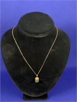 Gold Filled Necklace & Pendant w Jade Cabochon