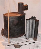 OLD TIN HEATER W/ PIPE