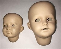 2 Germany Bisque Doll Heads