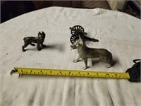 Vintage Metal Canon & 2 Dog Figures