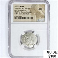 AD 787-789 Tabaristan AR Hemidrachm NGC AU