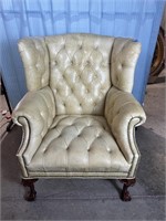 Leather Tufted Wingback Chair