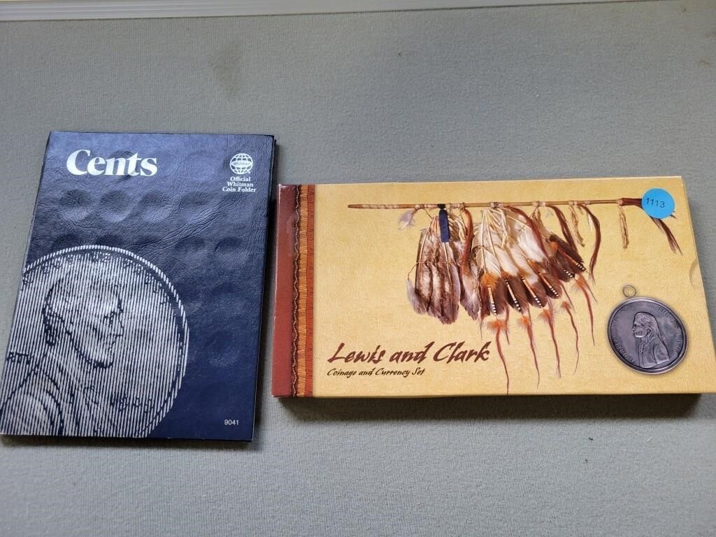 Louis and Clark coinage and currency set and a pen