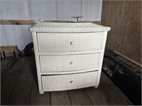 WHITE WICKER 3 DRAWER CHEST