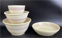 McCoy Pink & Blue Stripe Pottery Bowls