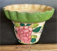 VINTAGE ITALIAN HAND PAINTED ETCHED FLOWER POT