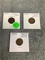 3 - 1899 Indian Head Pennies