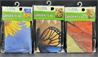 Lot of 3 Garden Flags 12.5x18in by TrueLiving NEW