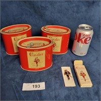 Cavalier Cigarette tins & Tie pin brooch