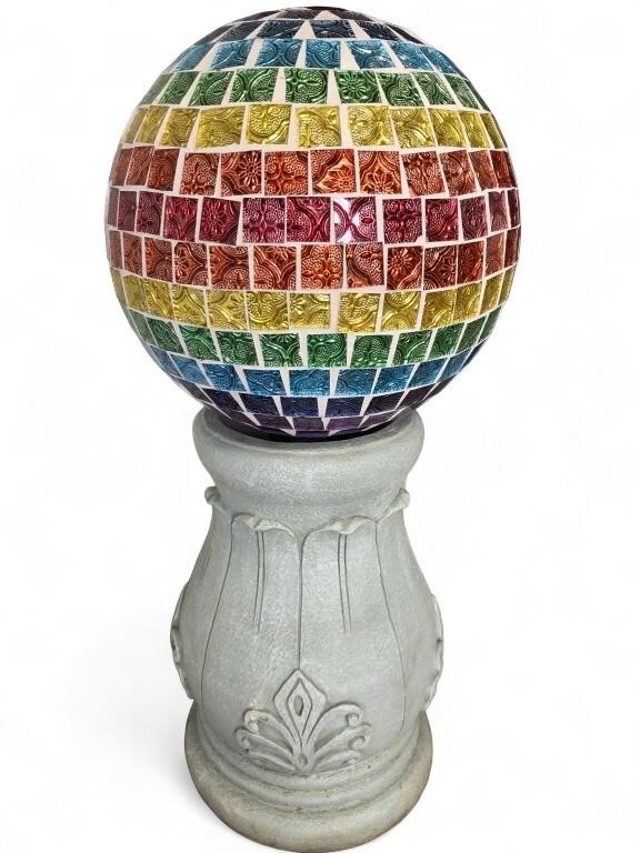 Rainbow Mosiac Glass Gazing Globe With Stand