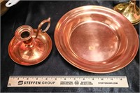 Copper Thumbscrew Candle Holder; Copper Bowl