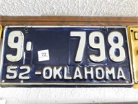 1952 Oklahoma License plate