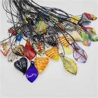 Large Bundle of Art Glass Necklaces